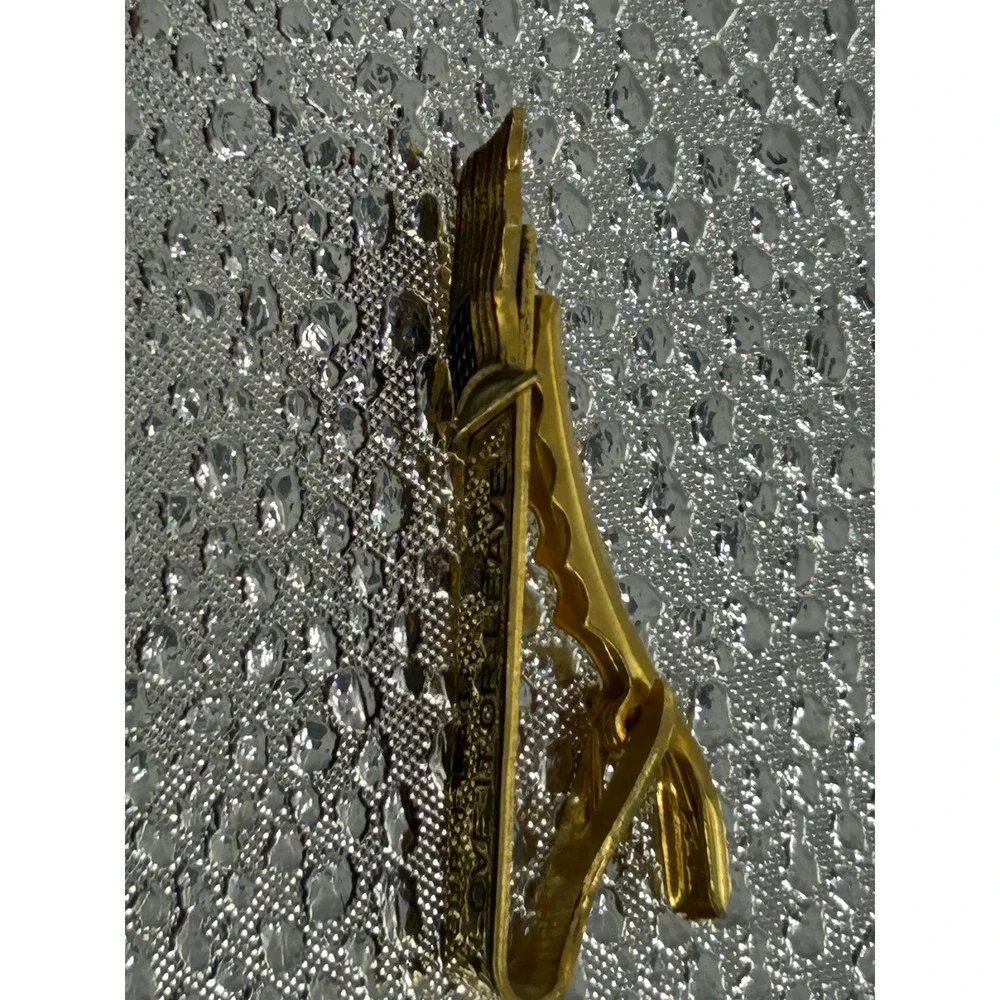 Vintage‎ Gold Tone Patriotic American Flag Tie Clip Our Flag Love It Or Leave